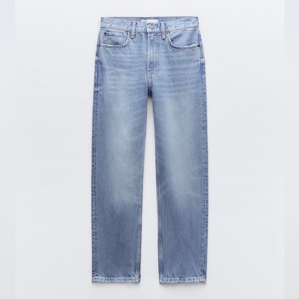 ZARA straight mid rise blue jeans